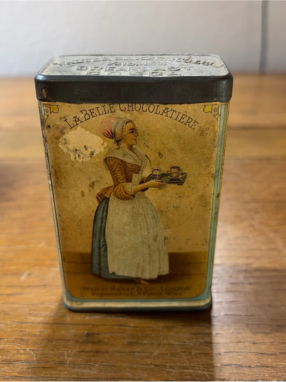 Vintage Baker's Breakfast Cocoa Tin 1/5 Lb Walter Baker La Belle Chocolatiere